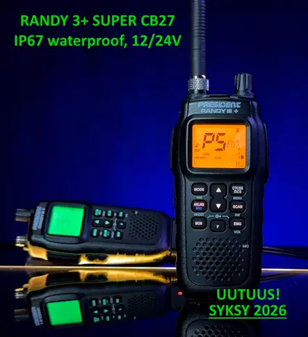 PRESIDENT RANDY III + SUPER (ver.3) 12/24V CB27 LA KÄSIRADIOPUHELIN IP67, NYT UUTENA 12/24V ja IP67 VESITIIVEYS! - CB27 KÄSIRADIOPUHELIMET - 201031 - 1