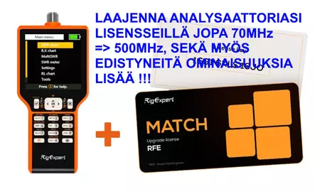 RIGEXPERT MATCH 0,1–70 MHz ANTENNIANALYSAATTORI ... LAAJENNETTAVISSA LISENSSILLÄ !!! - Antennianalysaattorit - 618017 - 2