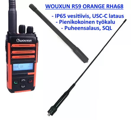 WOUXUN R59 RHA68 TEHO- ja PAMPPUANTENNI, USB-C LATAUS, PUHEENSALAUS, IP65 VESITIIVIS - RHA68 TARJOUSPAKETIT - 140209 - 1